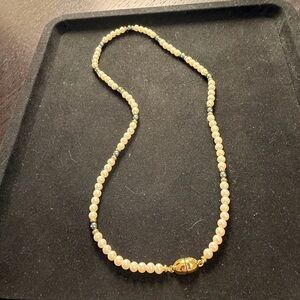 Vintage Monet Gold Pearl and Hematite Necklace!
